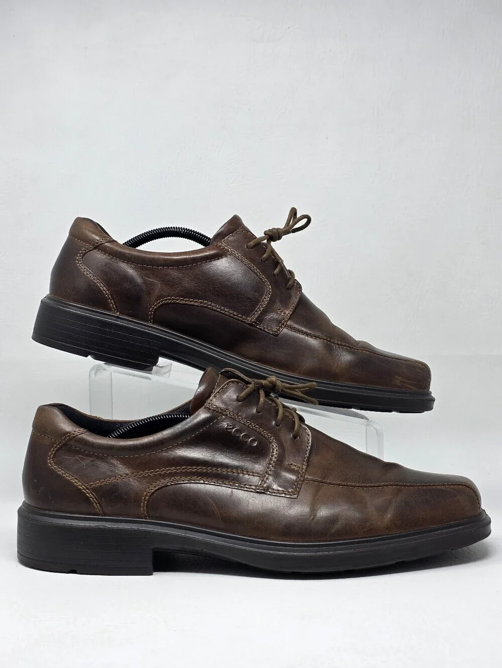ECCO Shoes Men's Size EU 46 Helsinki Lace Up Oxford Brown Leather Casual